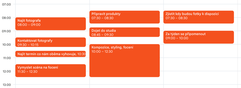 Kalendář ukazující, že tradiční focení může trvat dny